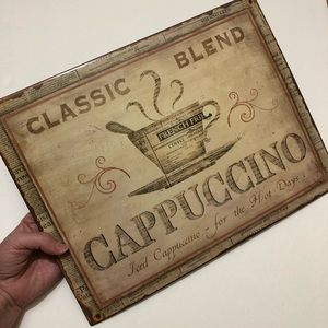 Metal Paris France cappuccino coffee cafe wall decor art sign